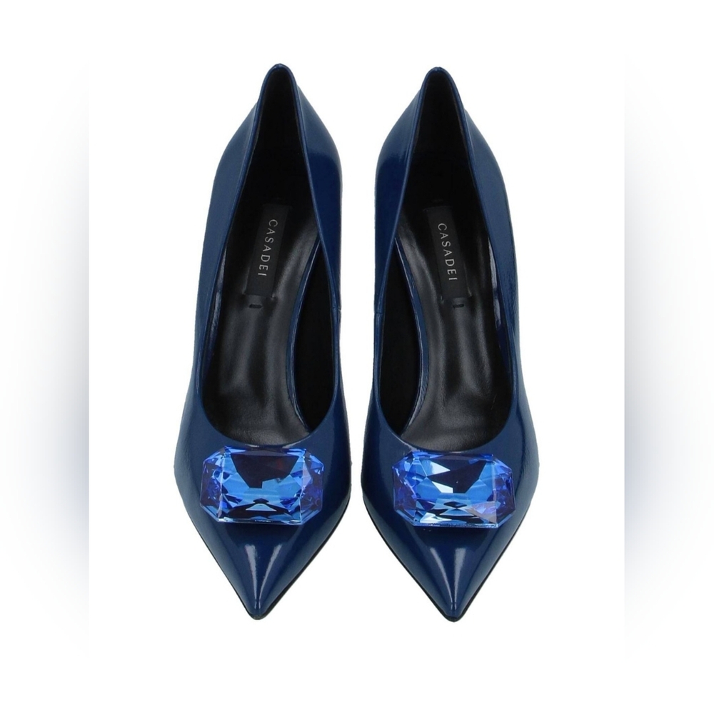 ❌️SOLD❌️ CASADEI Pellame Rainplack Zaffiro Leather Size 40 EU Midnight Blue